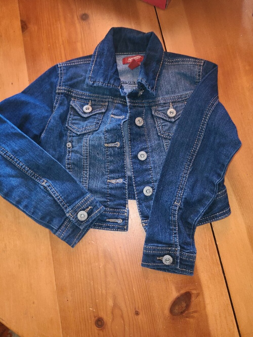 Arizona Jeans Girls Blue Denim Trucker Jean Jacket Small (Size 6-7)